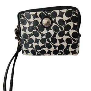 Coach Vintage Brown And Cream Wristlet